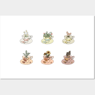 Spring and Fall Cottagecore Tea Cup collection Posters and Art